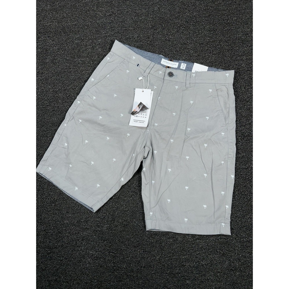 New Denim & Flower Shorts Men's 30 (Fits 31) Floral‎ Palm Trees Gray Preppy